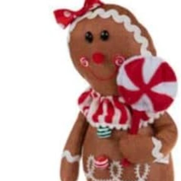 Gingerbread Plush Shelf Sitter Christmas Candyland Shelf Decoration Holiday Gift - Picture 2 of 2